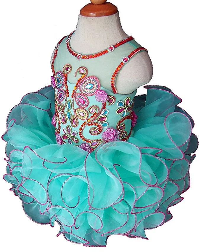16 color-- Jennifer Wu Toddler Glitz Mint Cupcake Pageant Dress