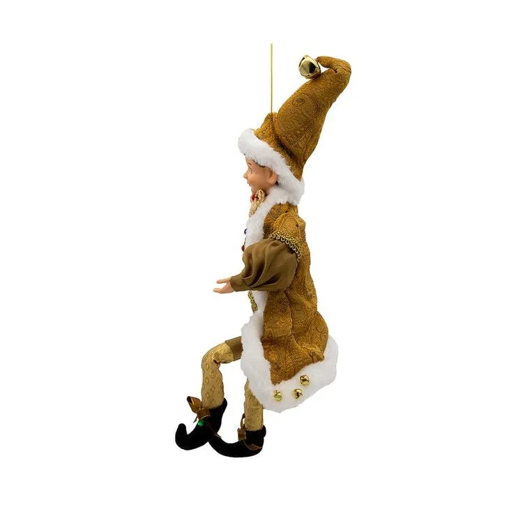 16" Kringle Klaus Fortune Gold Elf Ornament