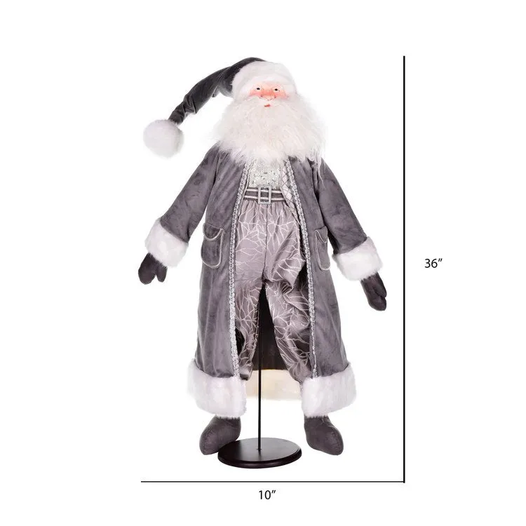 36" Silver Sleigh Bells Santa Doll Stand