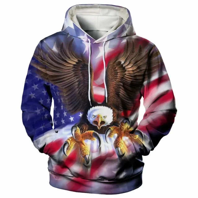 3D Print Hoodies with Eagle Print