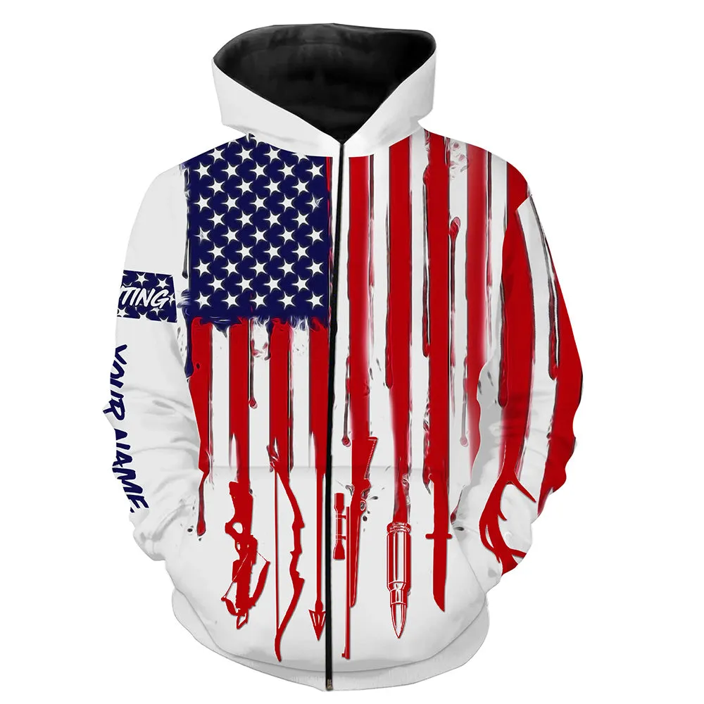 American Flag Hunting Tools Sweatshirt Hoodie Shirt Personalized Gift For Hunter