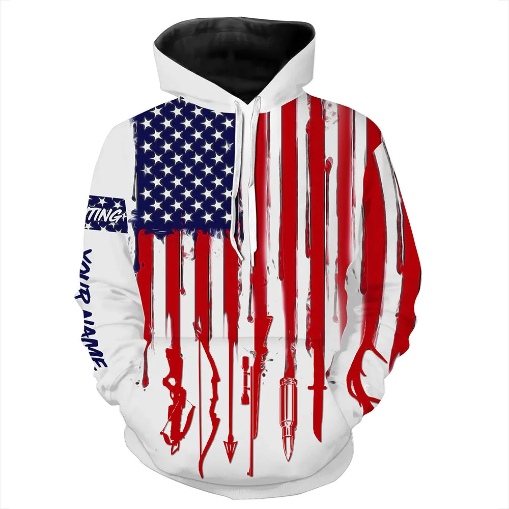 American Flag Hunting Tools Sweatshirt Hoodie Shirt Personalized Gift For Hunter