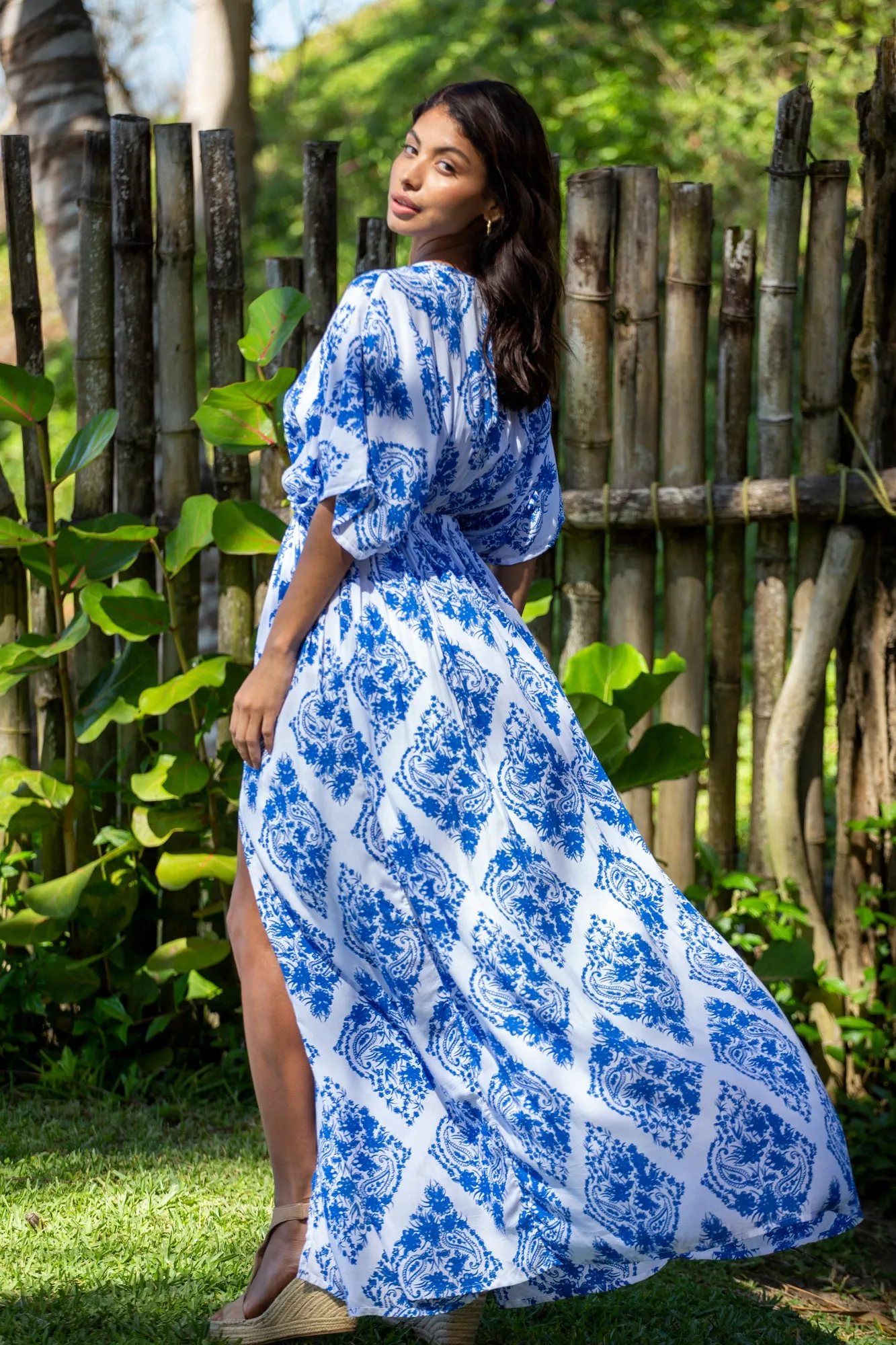 Amy Kimono Dress in Premium St Johns Blue Diamond