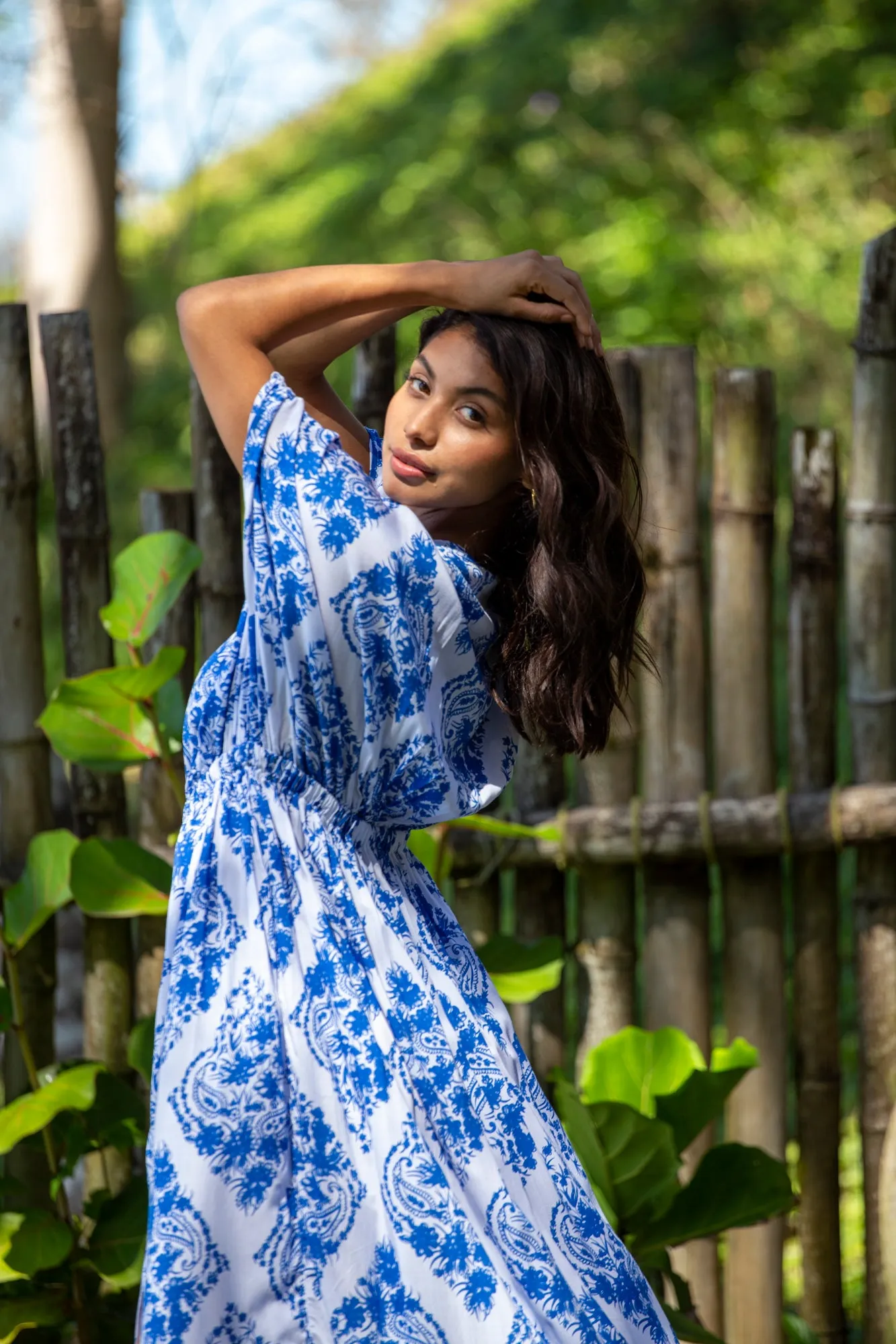 Amy Kimono Dress in Premium St Johns Blue Diamond