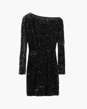 Aria – Side slit elegance – Off-shoulder sequin mini dress