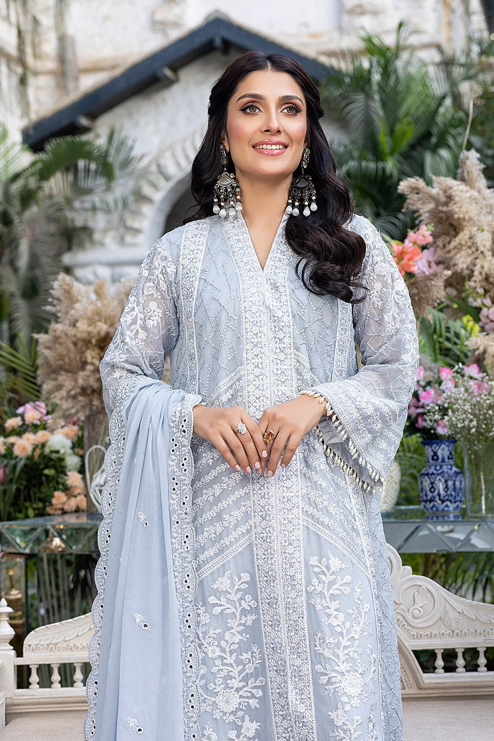 Azure Luxe Embroidered Festive Formal Collection – Snowy Dove