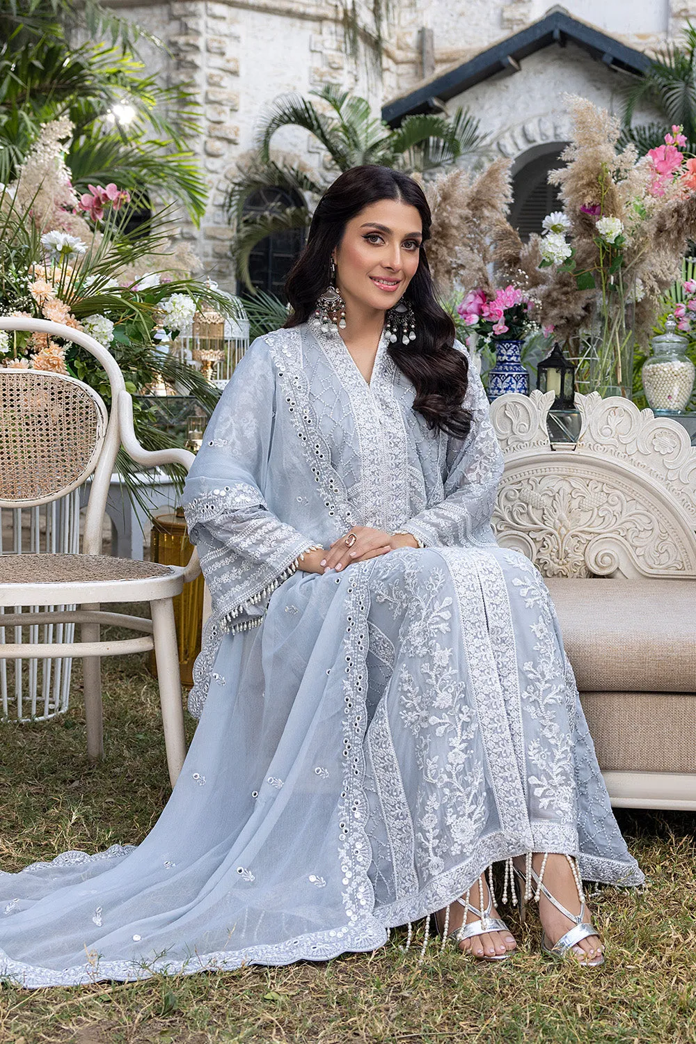 Azure Luxe Embroidered Festive Formal Collection – Snowy Dove