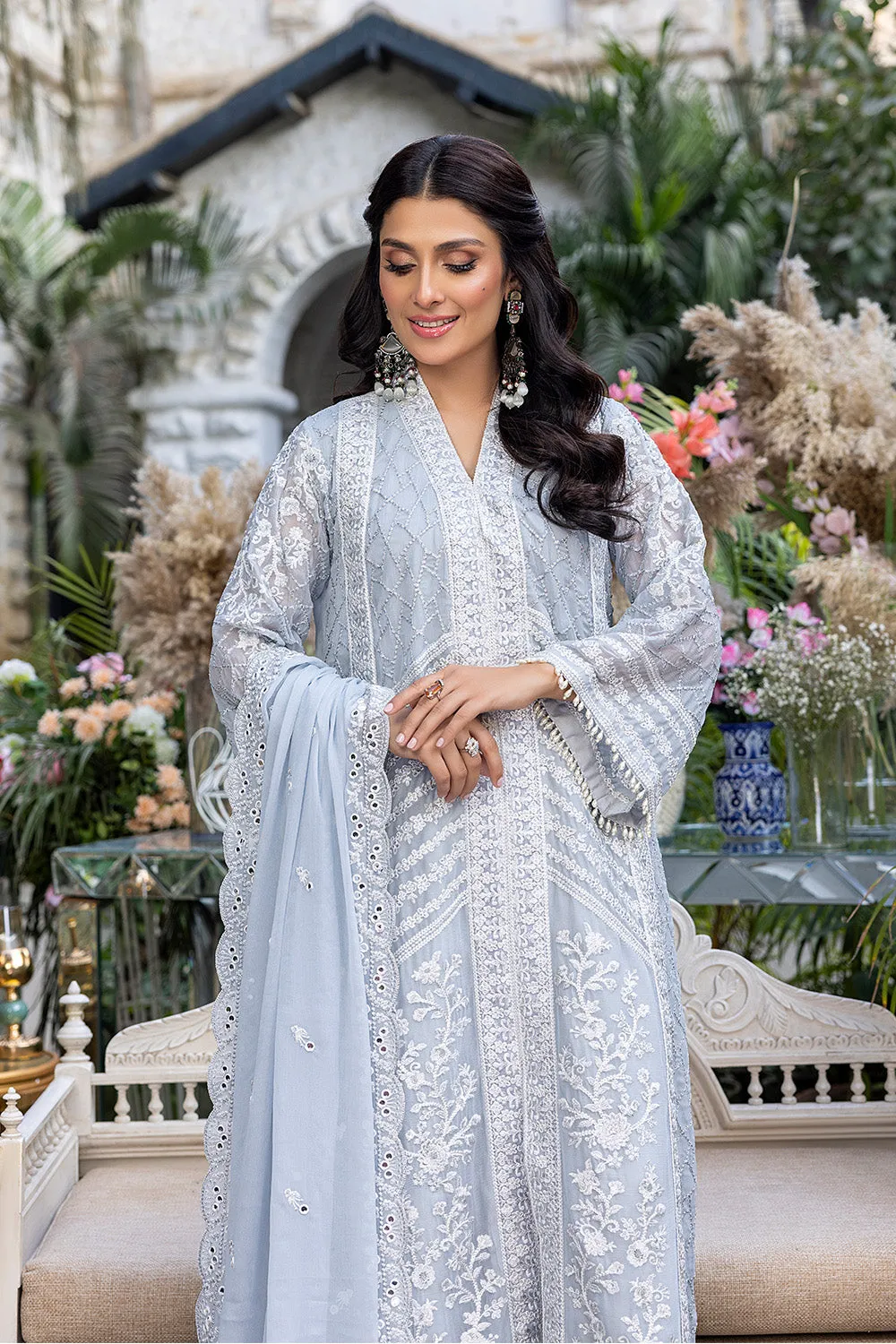 Azure Luxe Embroidered Festive Formal Collection – Snowy Dove