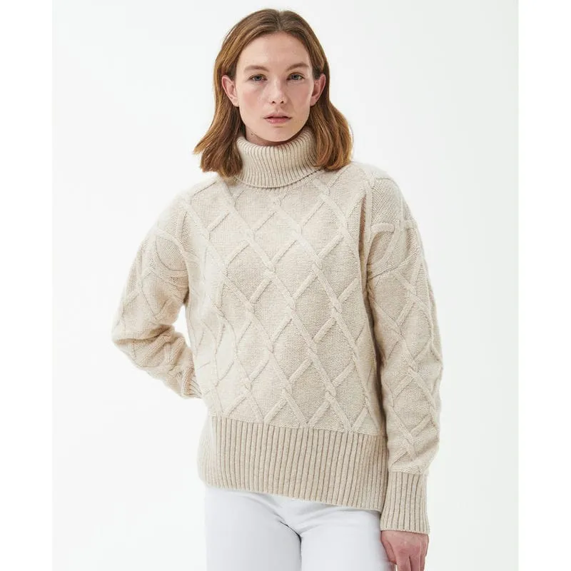 Barbour Perch Ladies Roll Neck Jumper - Oatmeal