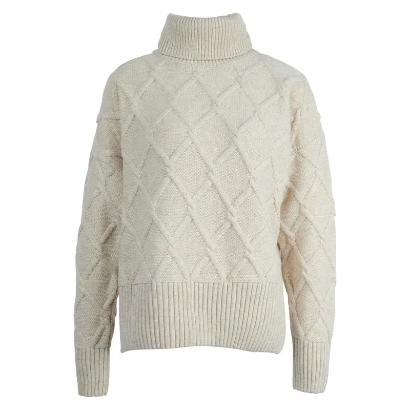 Barbour Perch Ladies Roll Neck Jumper - Oatmeal