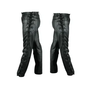 Black Lace Up Leather Pants