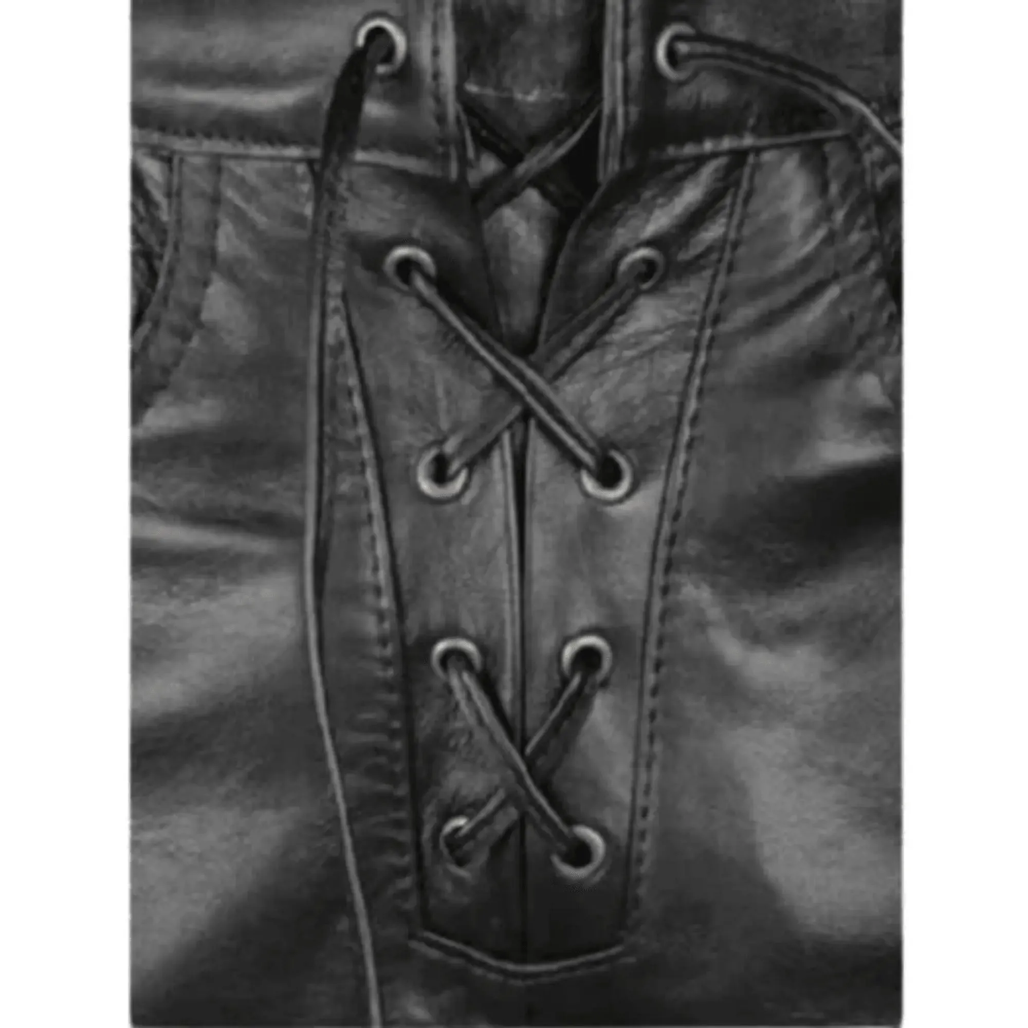 Black Lace Up Leather Pants