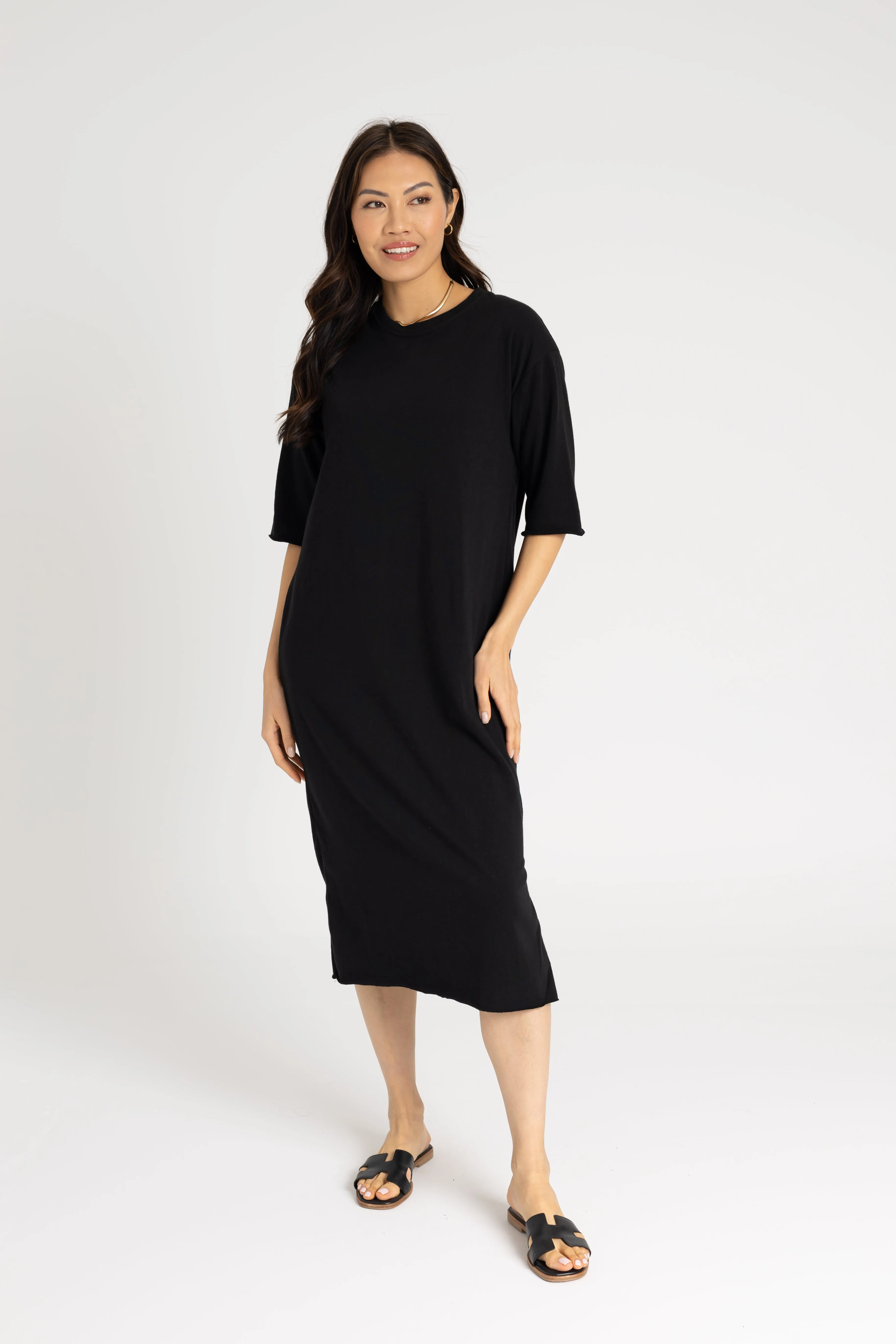 Black Terry Midi Dress