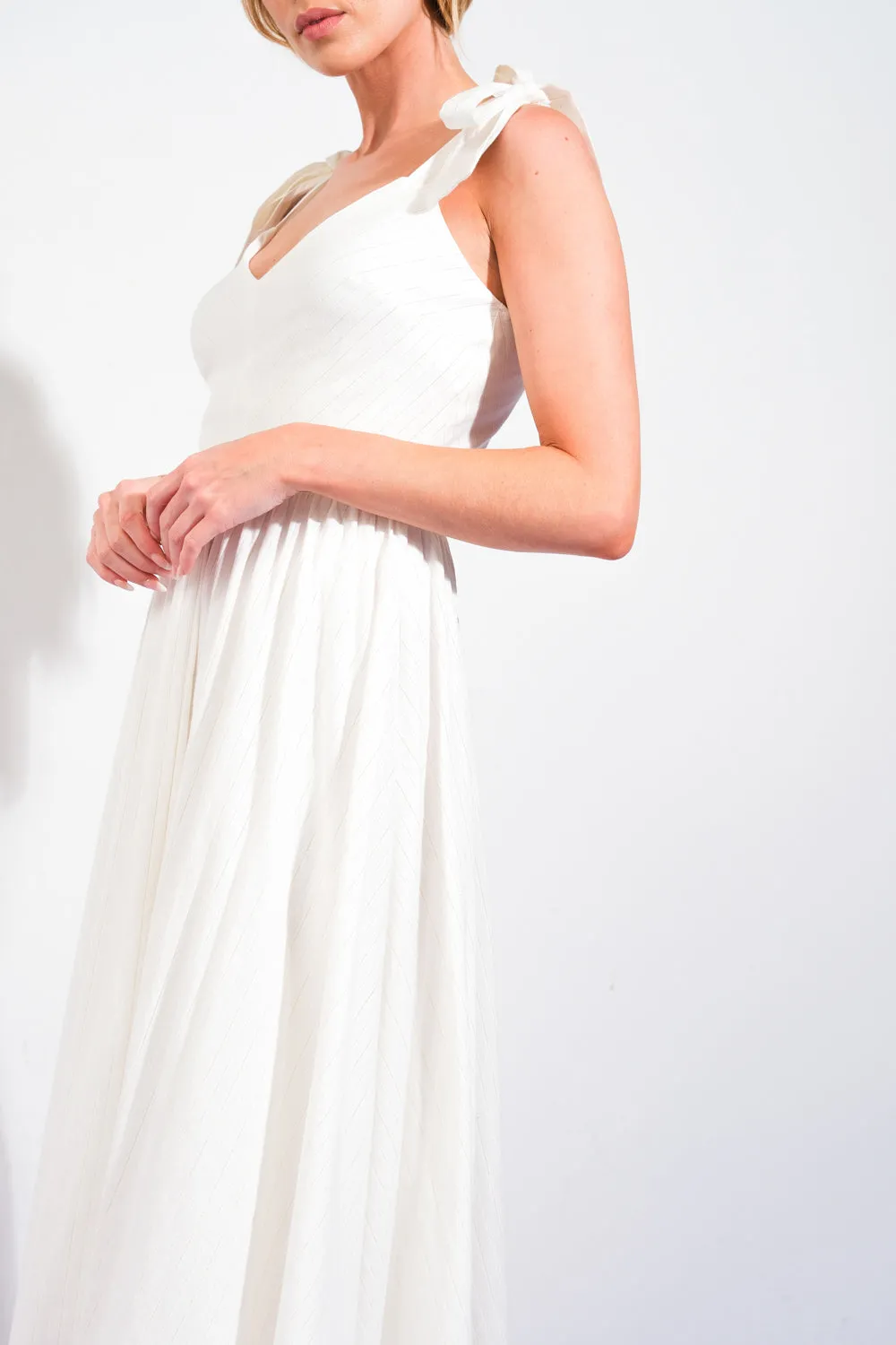 BLISSFUL DIRECTION WOVEN MIDI DRESS