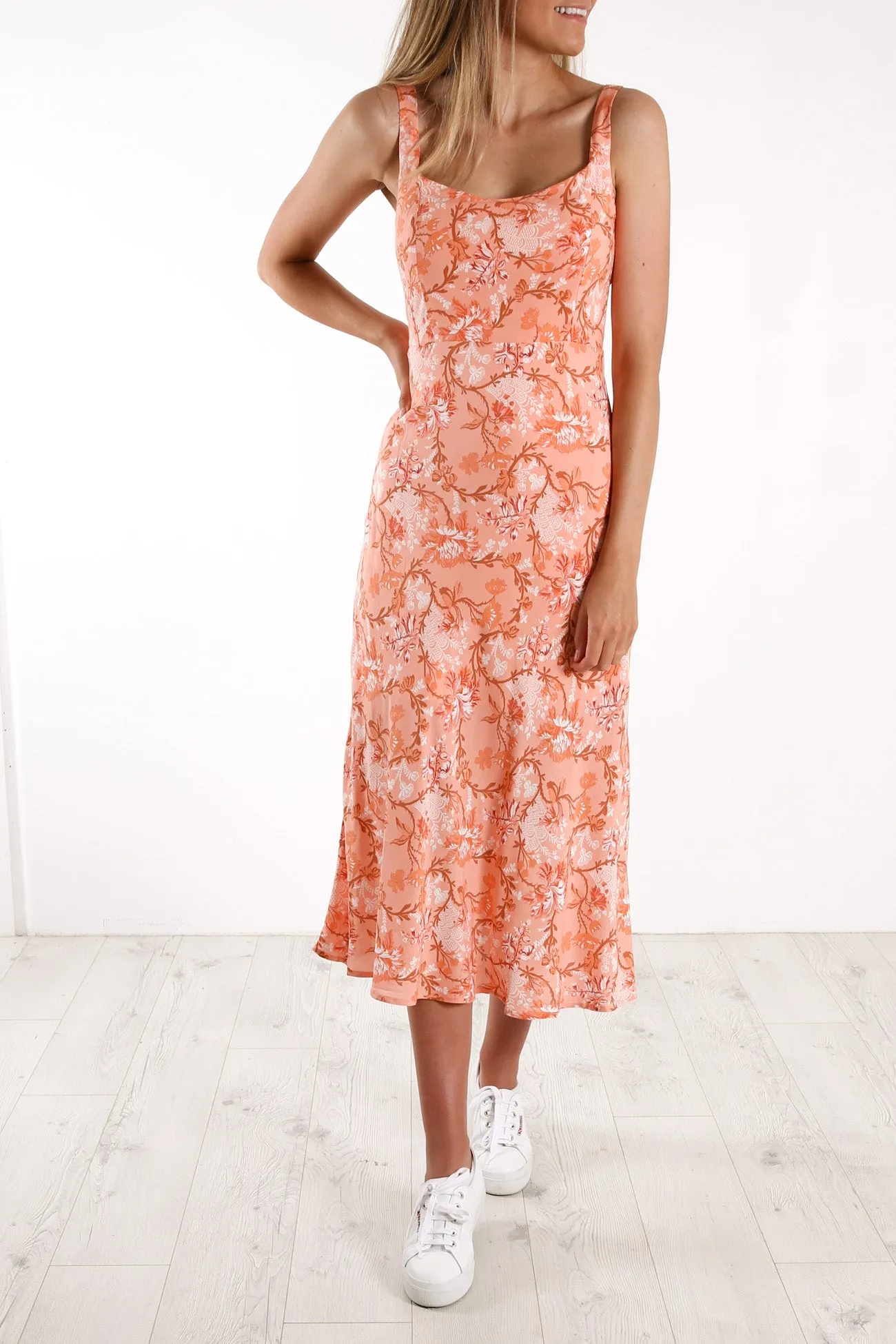 Blossom Midi Dress Peach