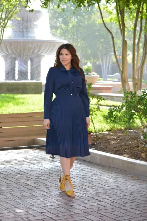 Britain Navy Pleated Dress