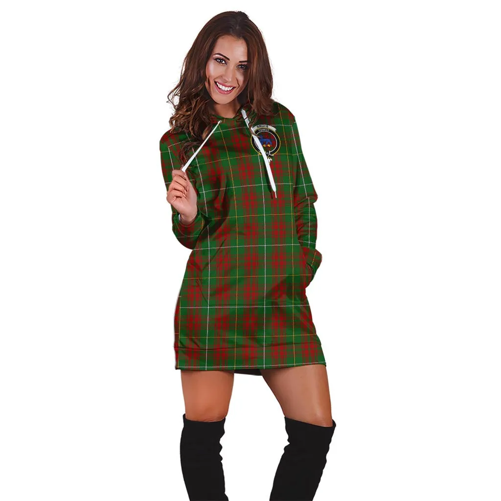 Bruce Hunting Tartan Hoodie Dress with Family Crest