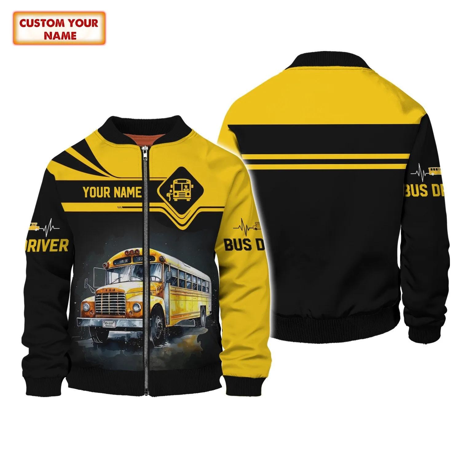 Bus School Driver Personalized Name 3D Sweatshirt Hoodie Shirt Custom Gift For Bus Drivers