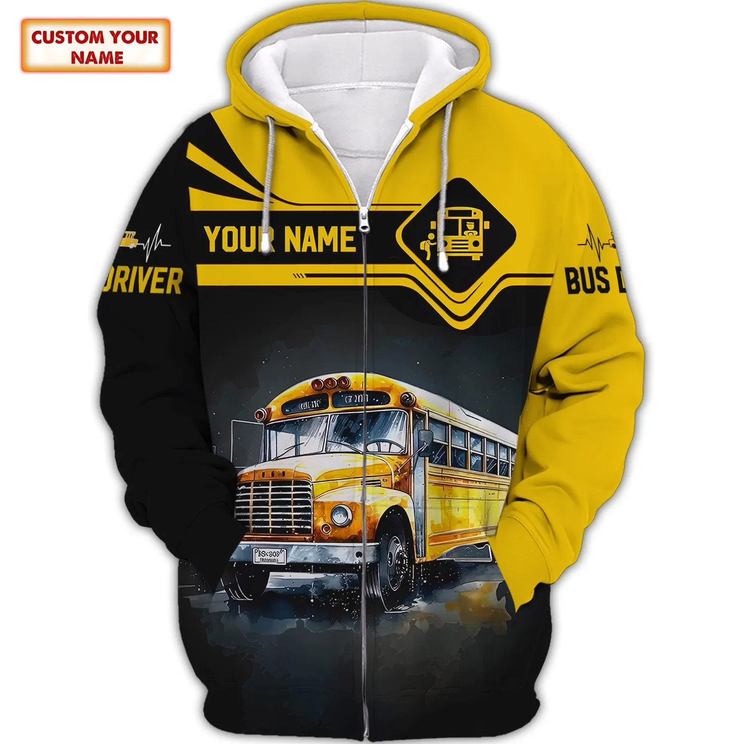 Bus School Driver Personalized Name 3D Sweatshirt Hoodie Shirt Custom Gift For Bus Drivers