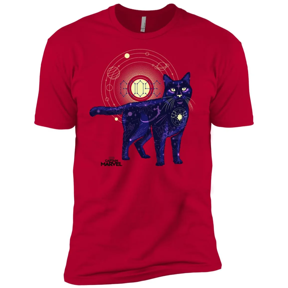 Captain Marvel Movie Goose Geometric Galaxy Men Short Sleeve T-Shirt