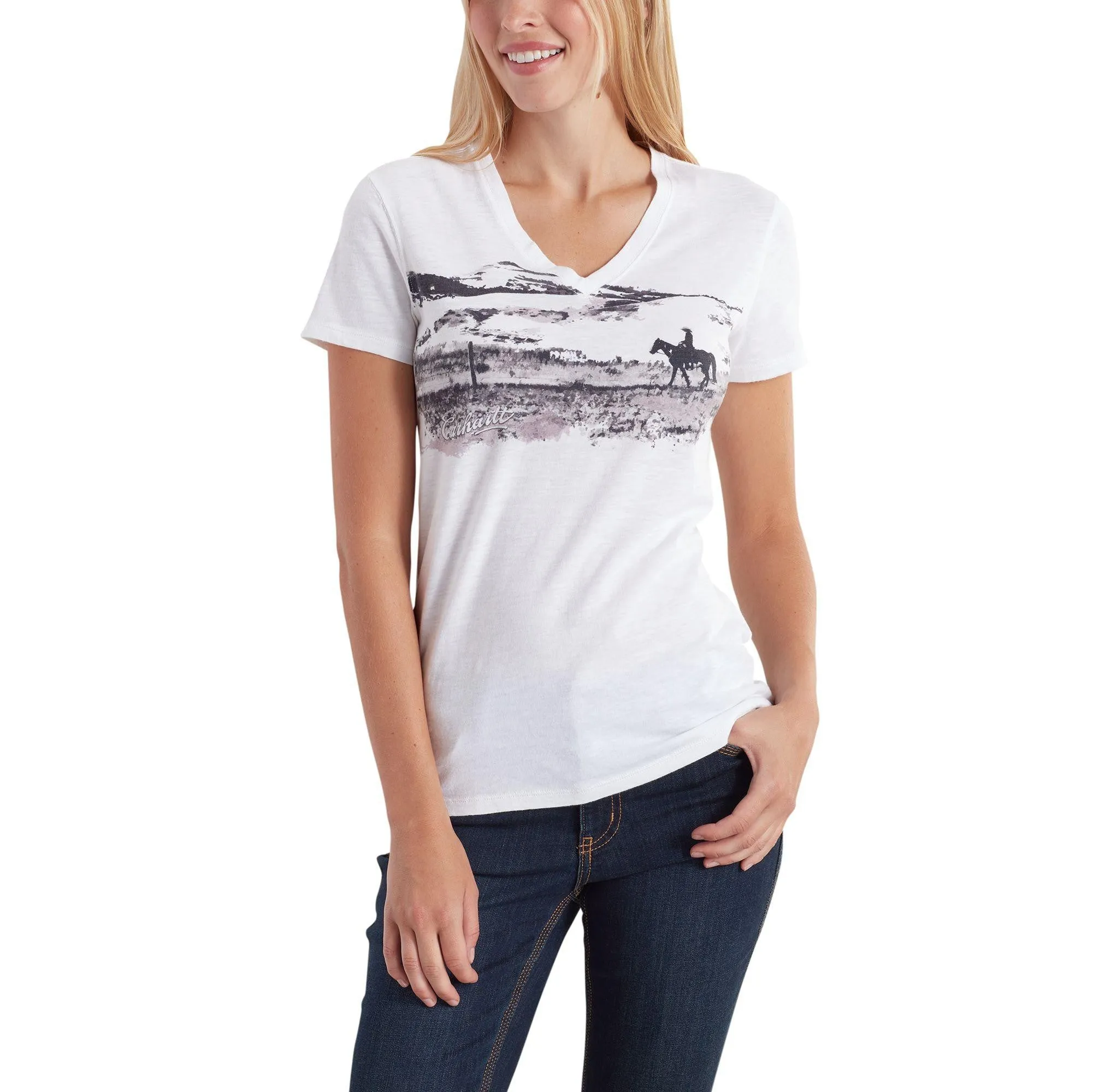 Carhartt Wellton SS V Neck Graphic T Shirt