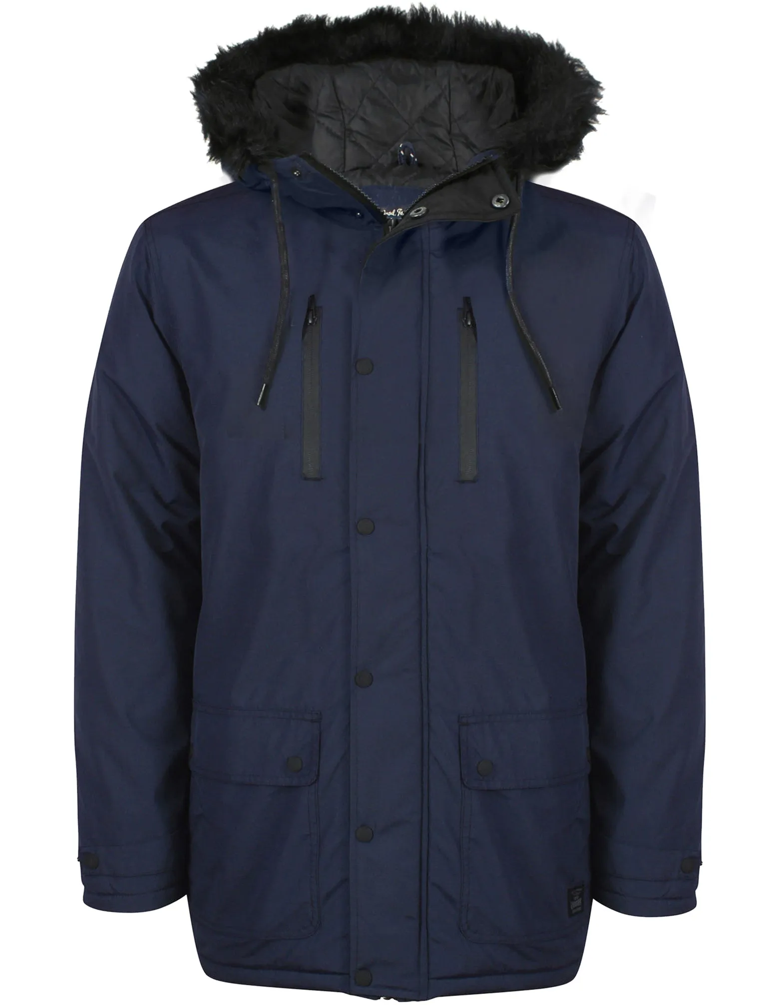 Carmine Fur Trim Hooded Parka Jacket in Midnight Blue - Tokyo Laundry