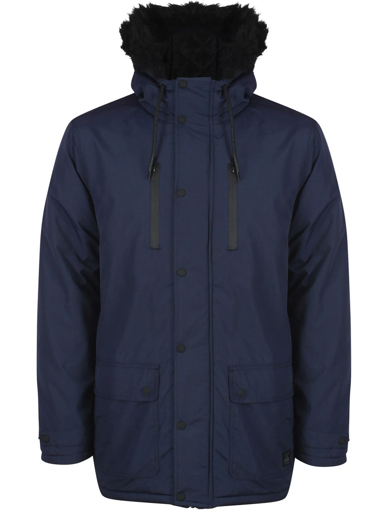 Carmine Fur Trim Hooded Parka Jacket in Midnight Blue - Tokyo Laundry