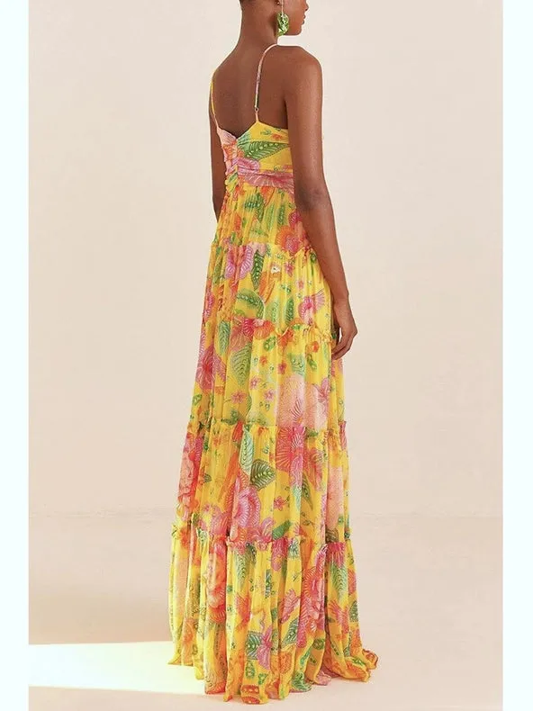 Casual Resort Print Layered Slip Dress