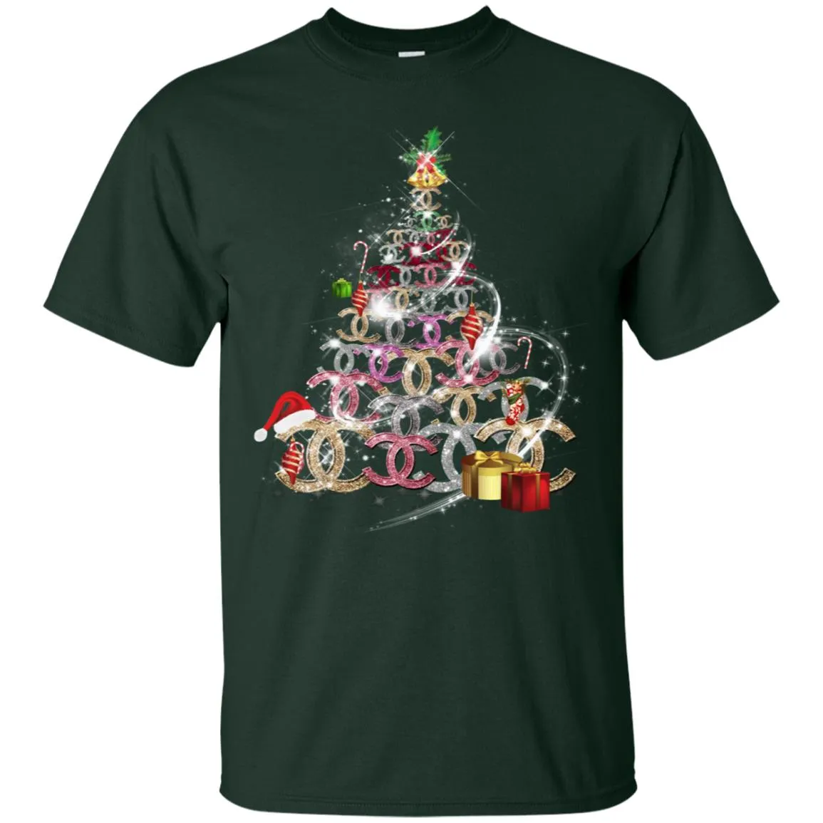 Chanel Christmas Tree T-shirt Men Cotton T-Shirt