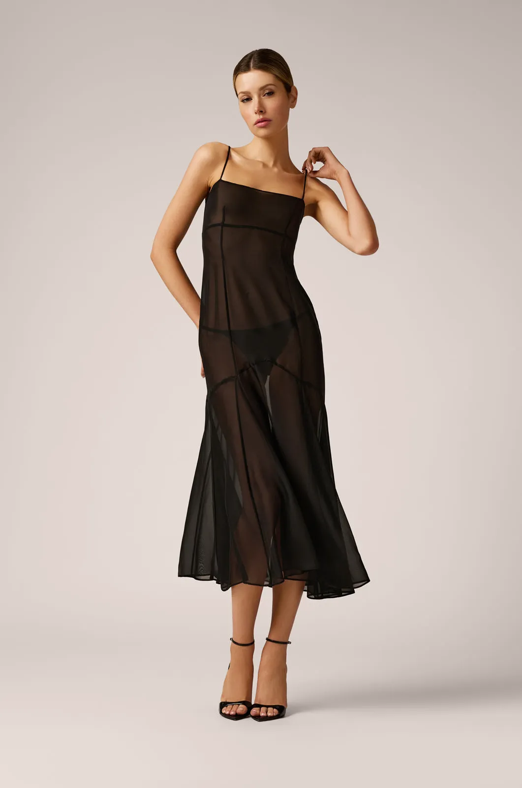 CHIFFON MIDI DRESS