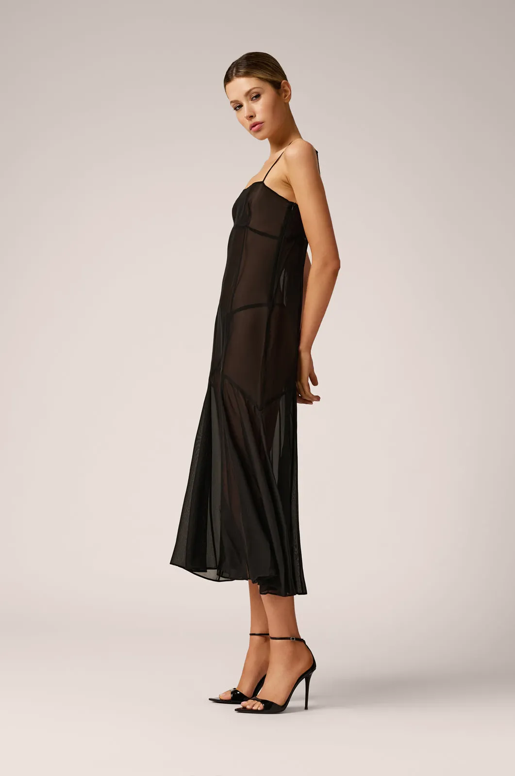CHIFFON MIDI DRESS