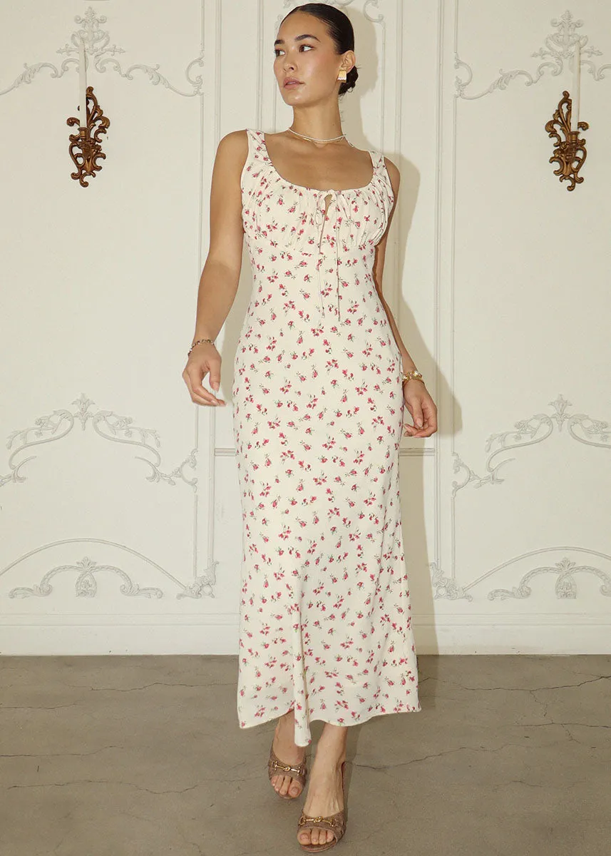 Claudette Floral Midi Dress - Cream