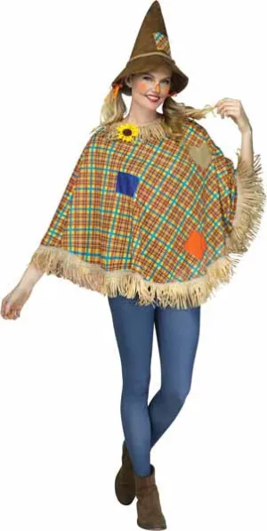 Costume femme poncho épouvantail carrelé (STD)