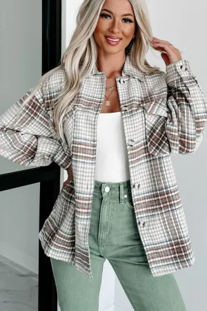 Counting On It Plaid Shacket (Brown)
