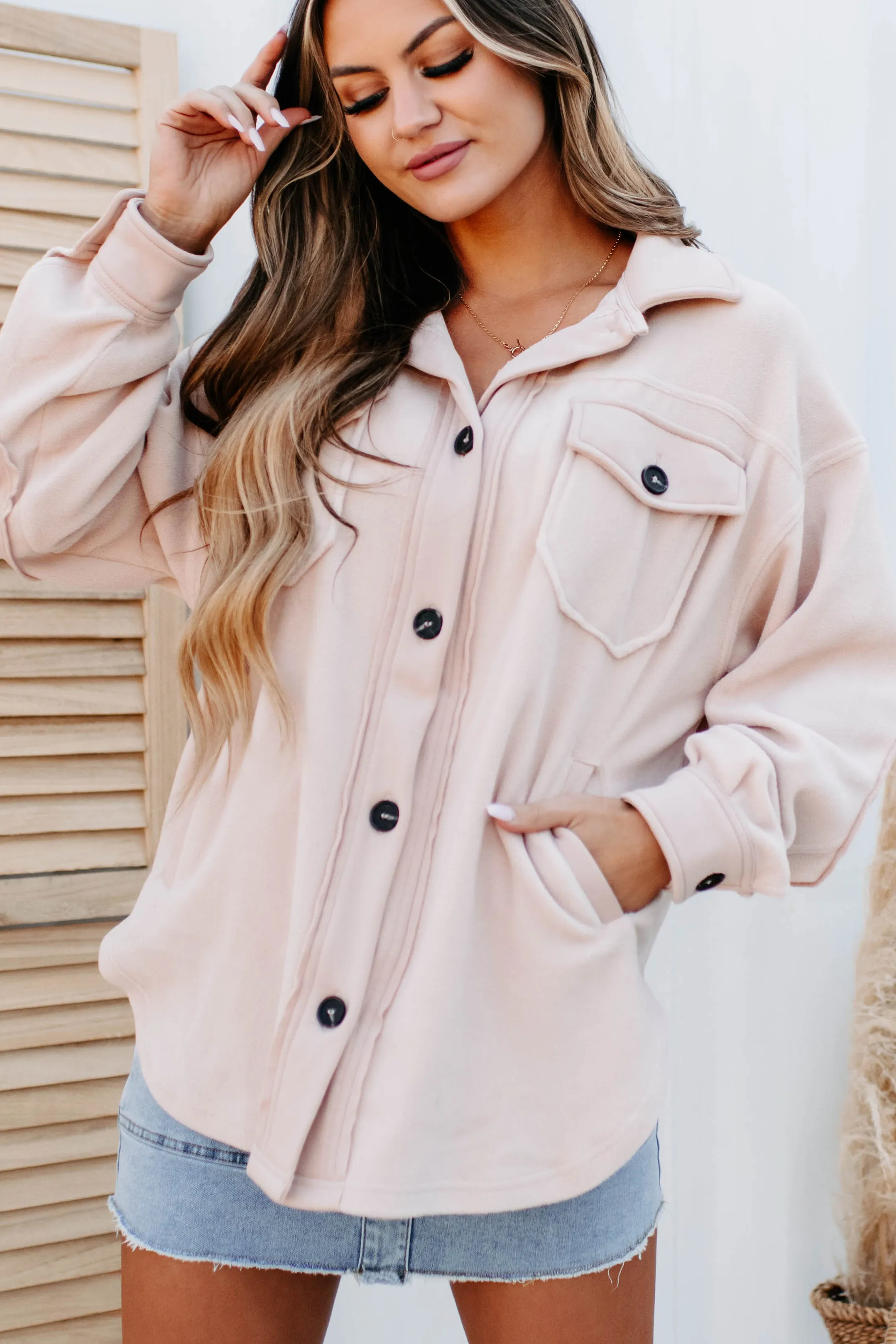 Cozy Campfire Nights Oversized Fleece Shacket (Dusty Blush)