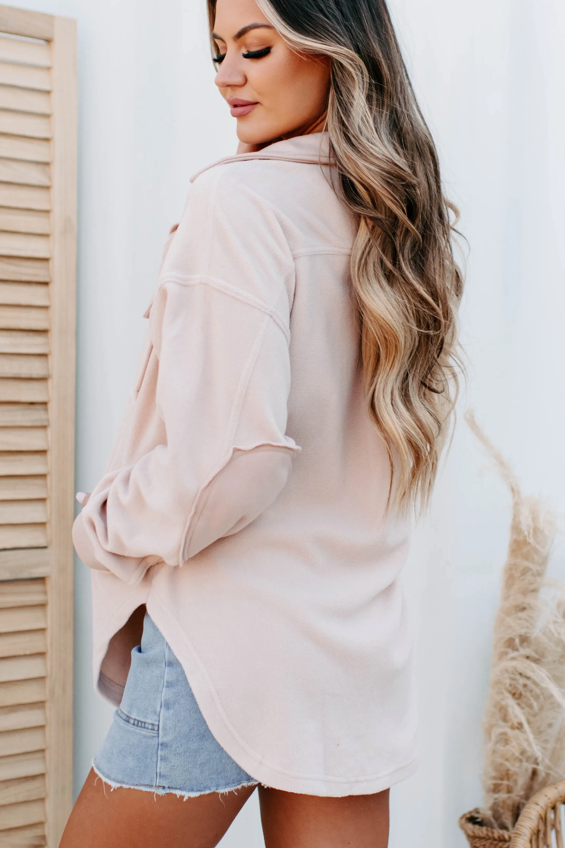 Cozy Campfire Nights Oversized Fleece Shacket (Dusty Blush)