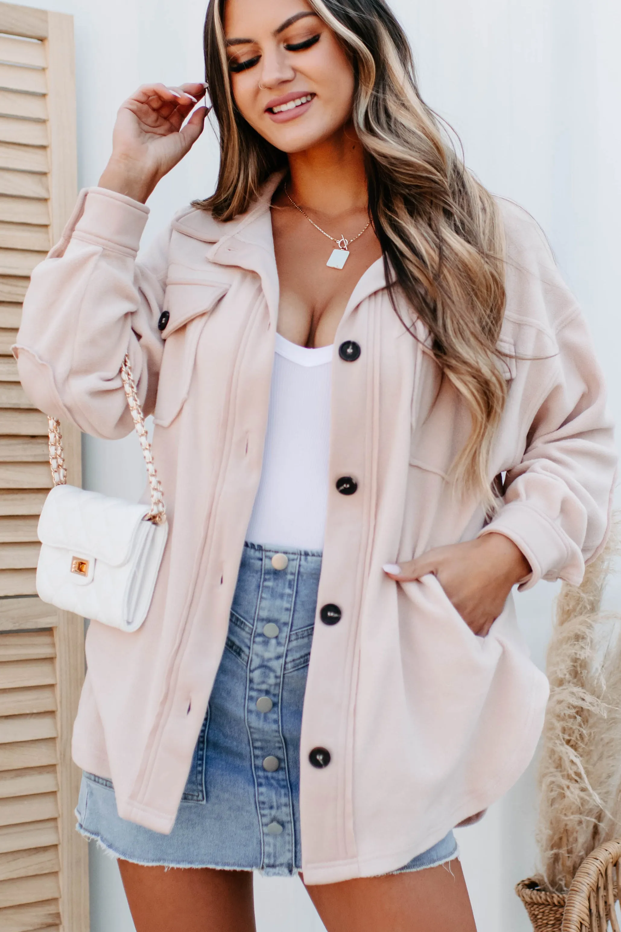 Cozy Campfire Nights Oversized Fleece Shacket (Dusty Blush)