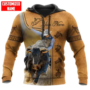 Custom Name Bull Riding 3D Hoodie Cowboy Hoodie, Cowboy Gift For Son Husband