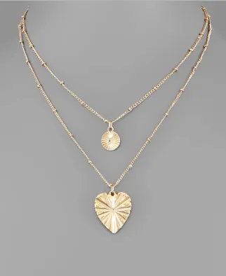 Disc & Heart Layer Necklace