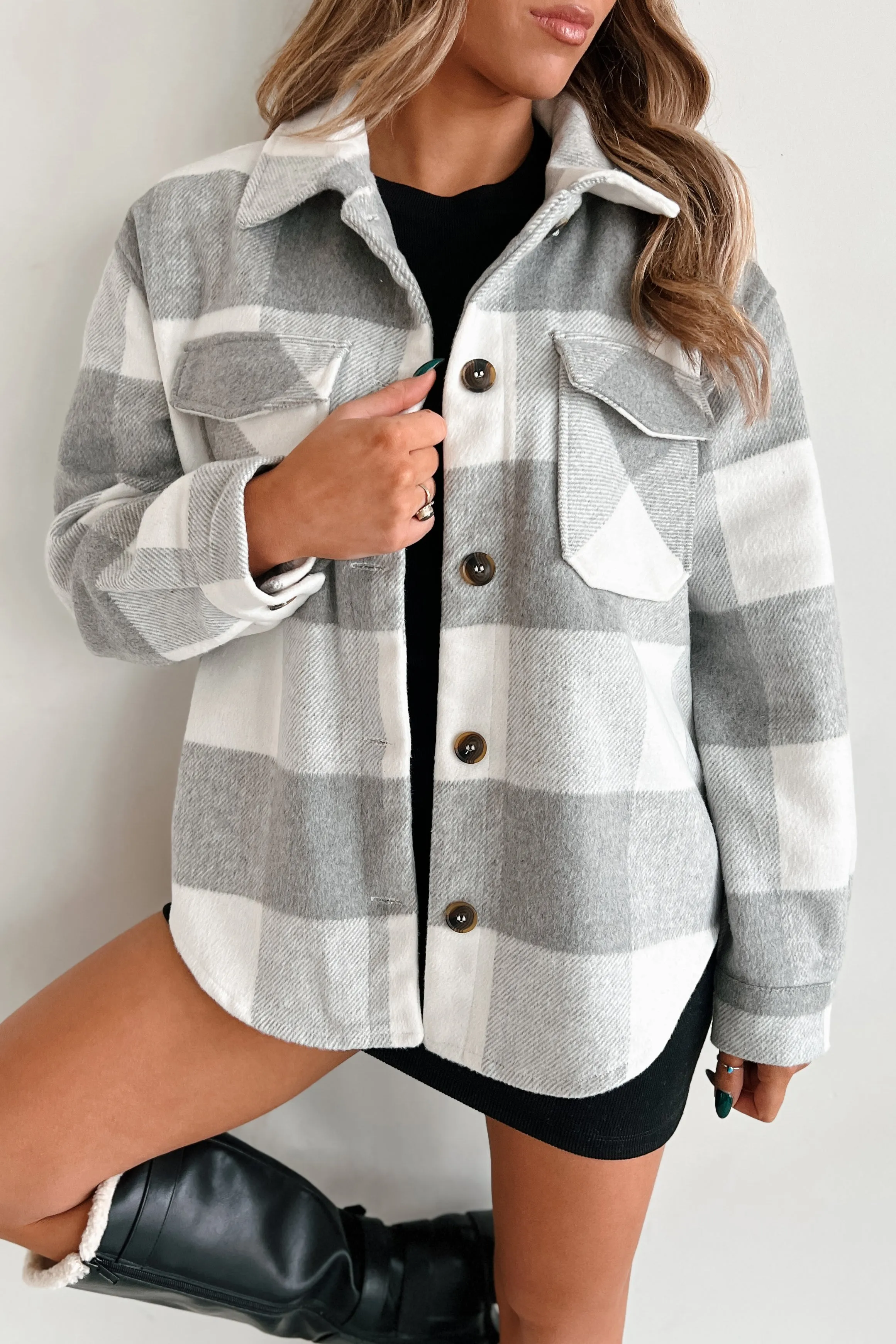 DOORBUSTER Dane Plaid Shacket (Grey)