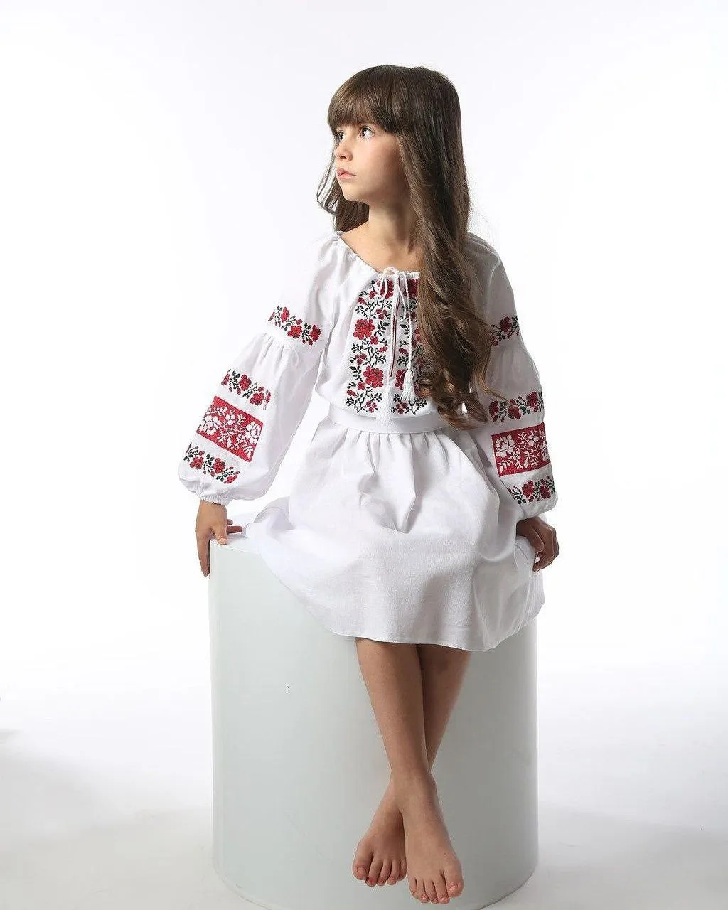 Dress girls with traditional embroidery