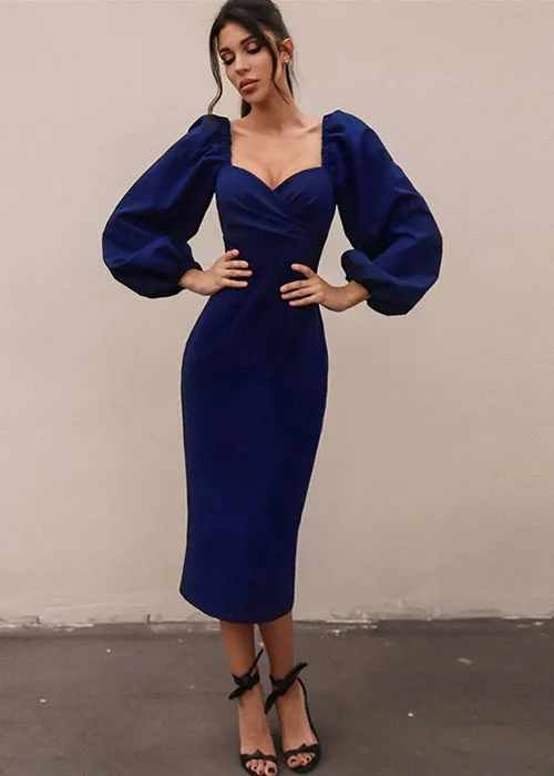Dunnmall These Memories Puff Sleeve Midi Dress