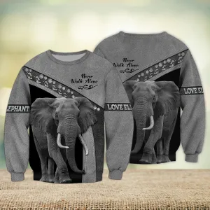 Elephant Love Never Walk Alone 3d Full Print Christmas Memorial Sweatshirt