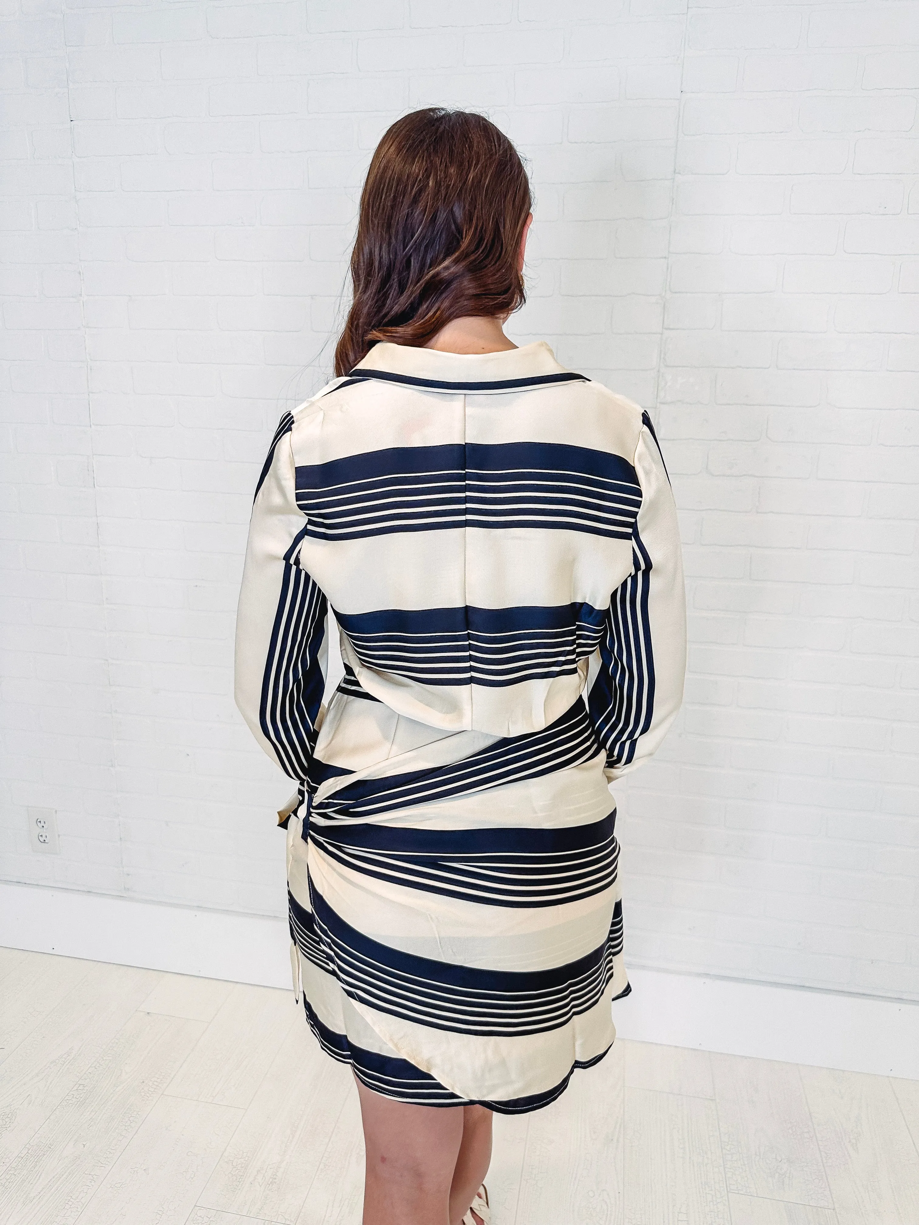 Farrah Striped Satin Midi Dress