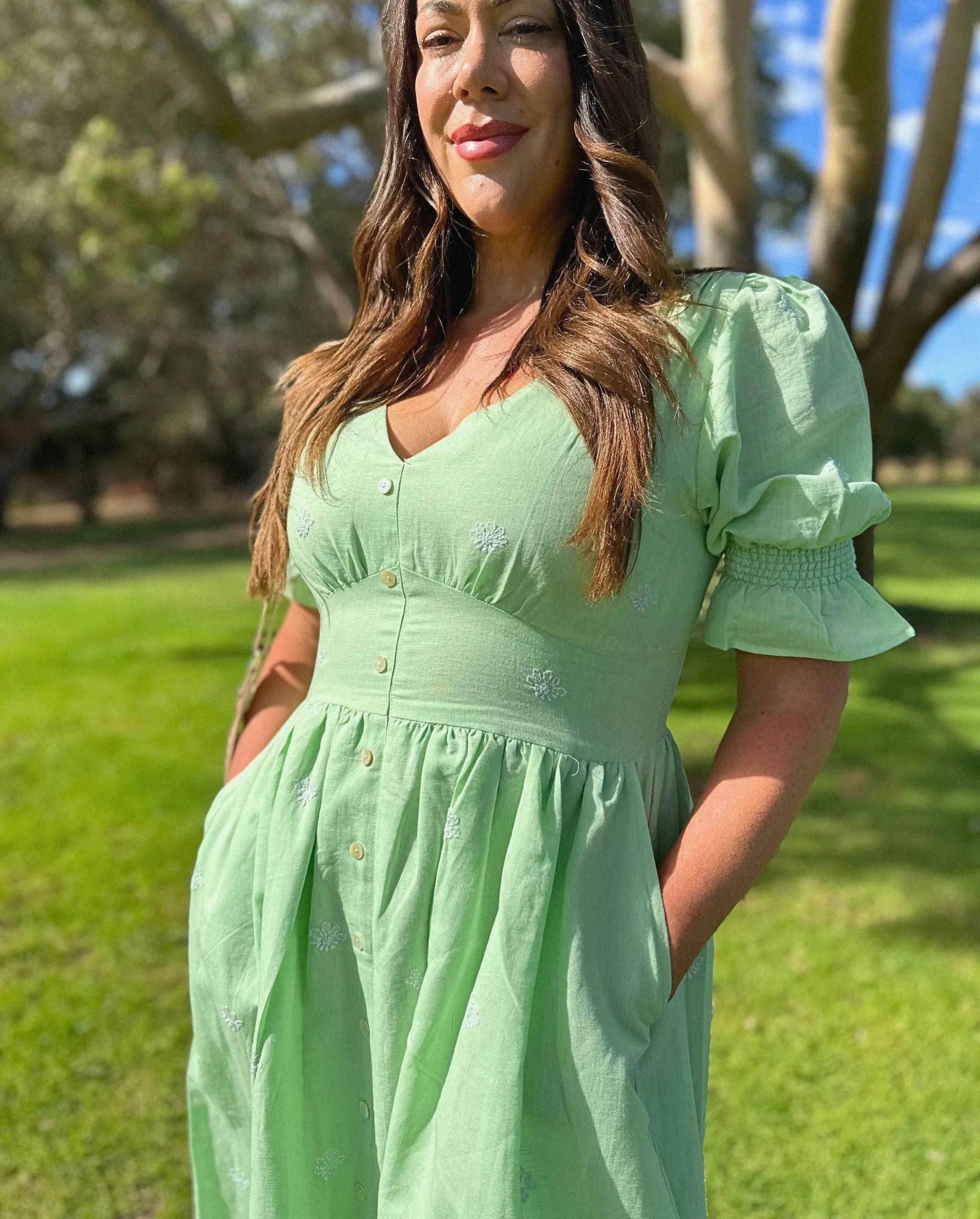 Fiza Linen Midi Dress