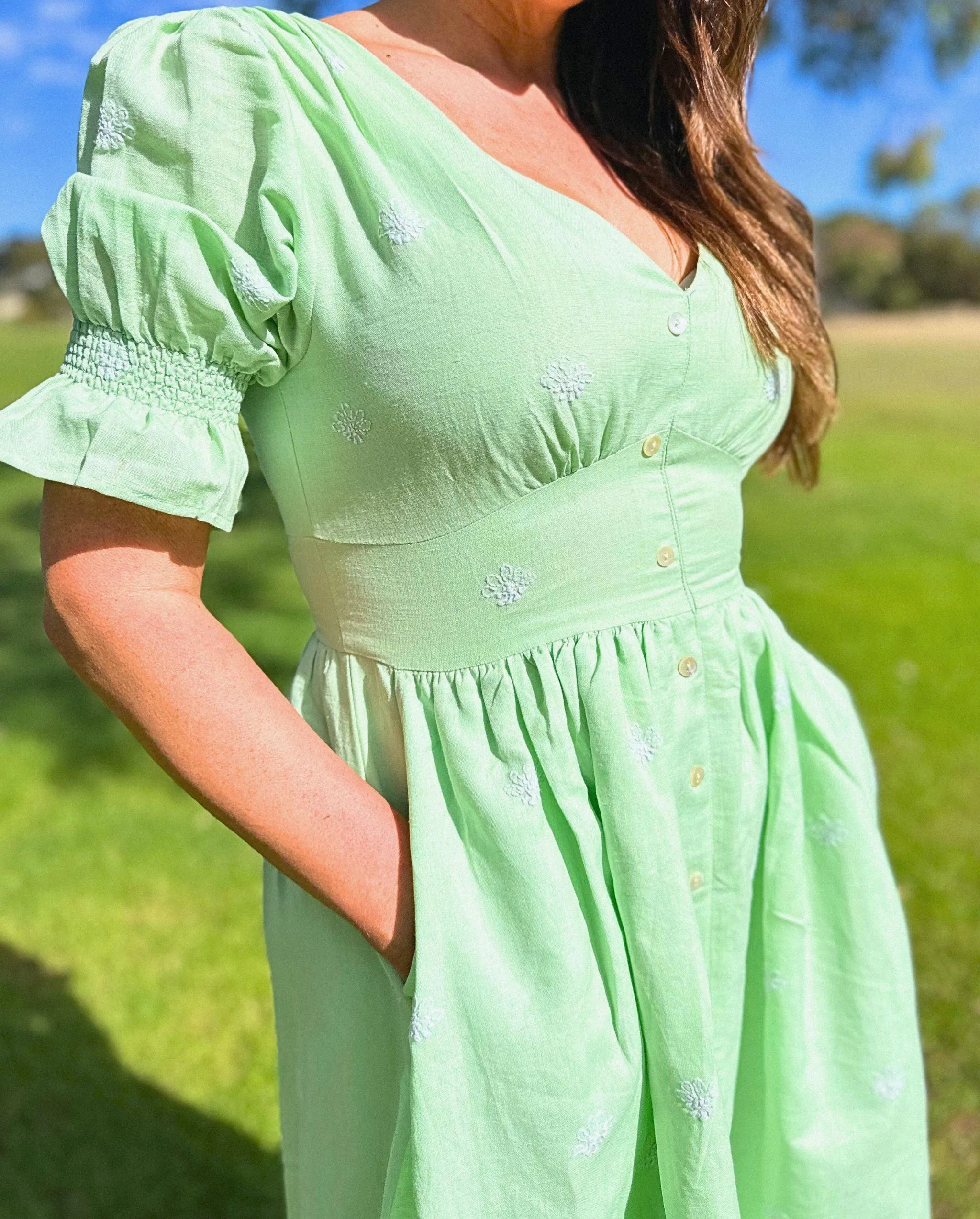 Fiza Linen Midi Dress