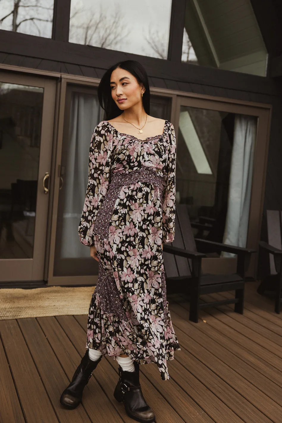 Floral Patchwork Midi Dress - FINAL SALE