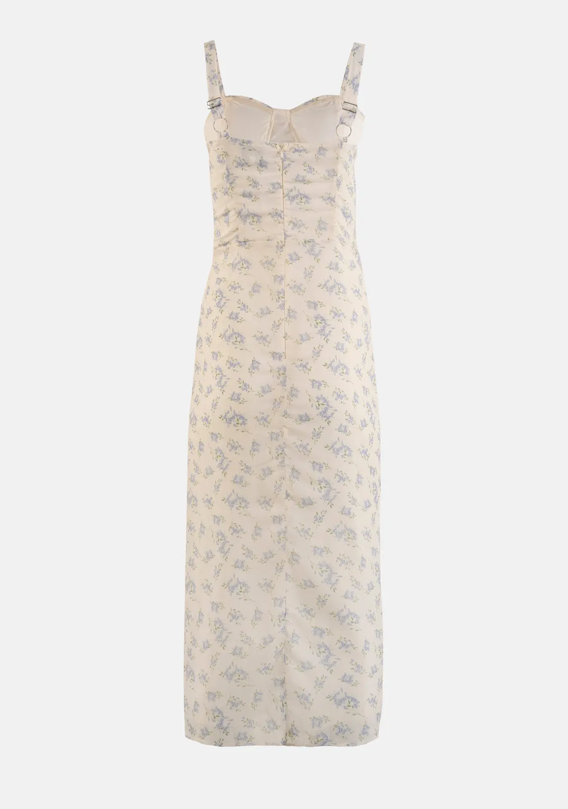 Floral Ruched Midi Corset Dress