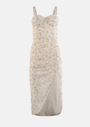 Floral Ruched Midi Corset Dress