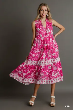 Floral Sleeveless Midi Paisley Dress
